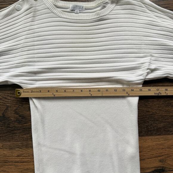 Joseph A White Ribbed Knit Top Button Shoulder Short Sleeve Sweater Style Sz M - Picture 6 of 7